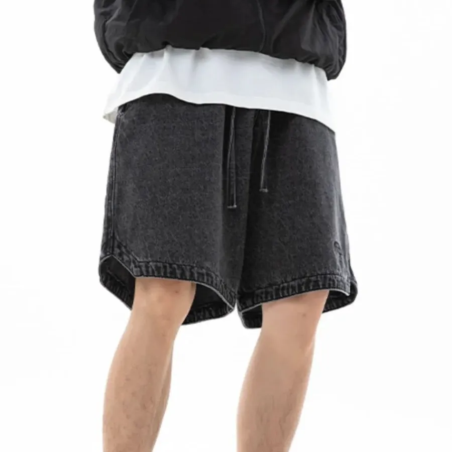Classic Drawstring Washed Denim Shorts