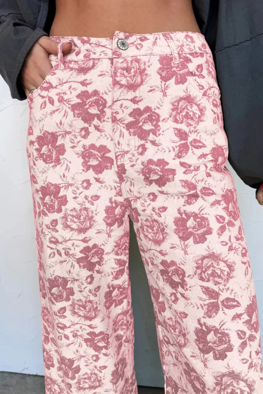 Women's Vintage Floral Print Denim Shift Pants