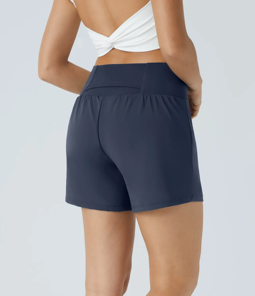 2026🔥 UK Super High Waisted Back Pocket & Side Hidden Pocket 2-in-1 Yoga Shorts