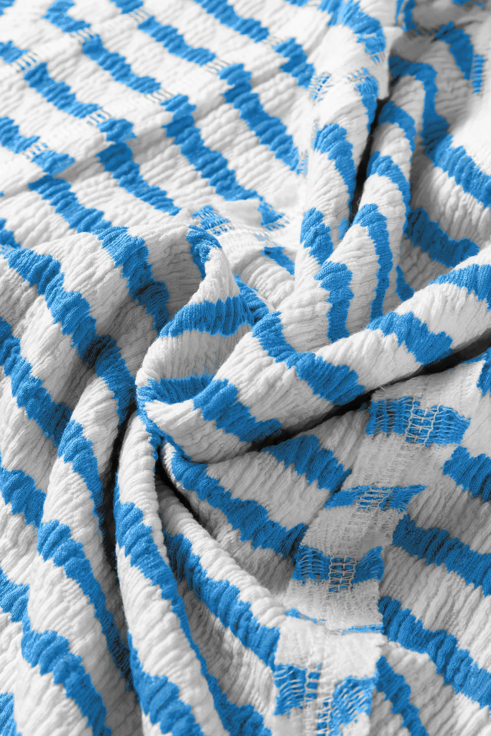 Blue Stripe Textured Short Sleeve Tee