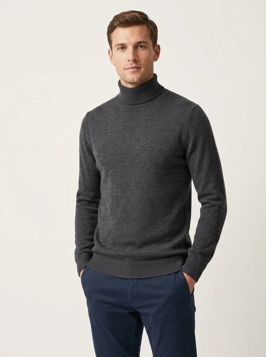 Men's Timeless Everyday Ribbed Knit Turtleneck Sweater