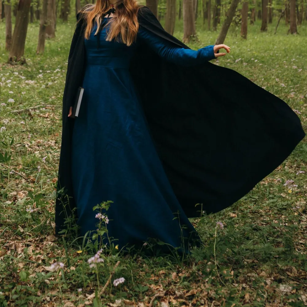 Contemporary Linen Cotton Pleated Long Sleeve Maxi Dress