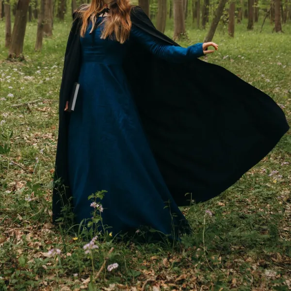 Contemporary Linen Cotton Pleated Long Sleeve Maxi Dress