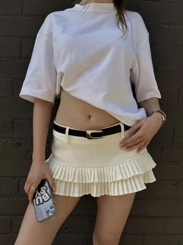 Practical Pleated Pocket Detail Skirt