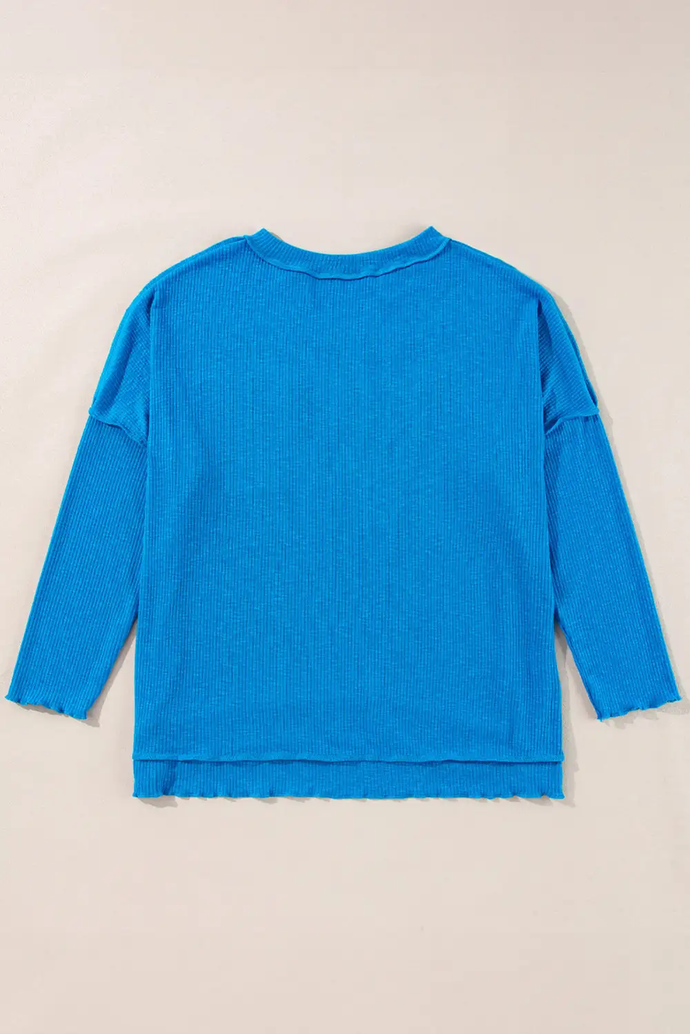 Ribbed Knit V Neck Women's Top