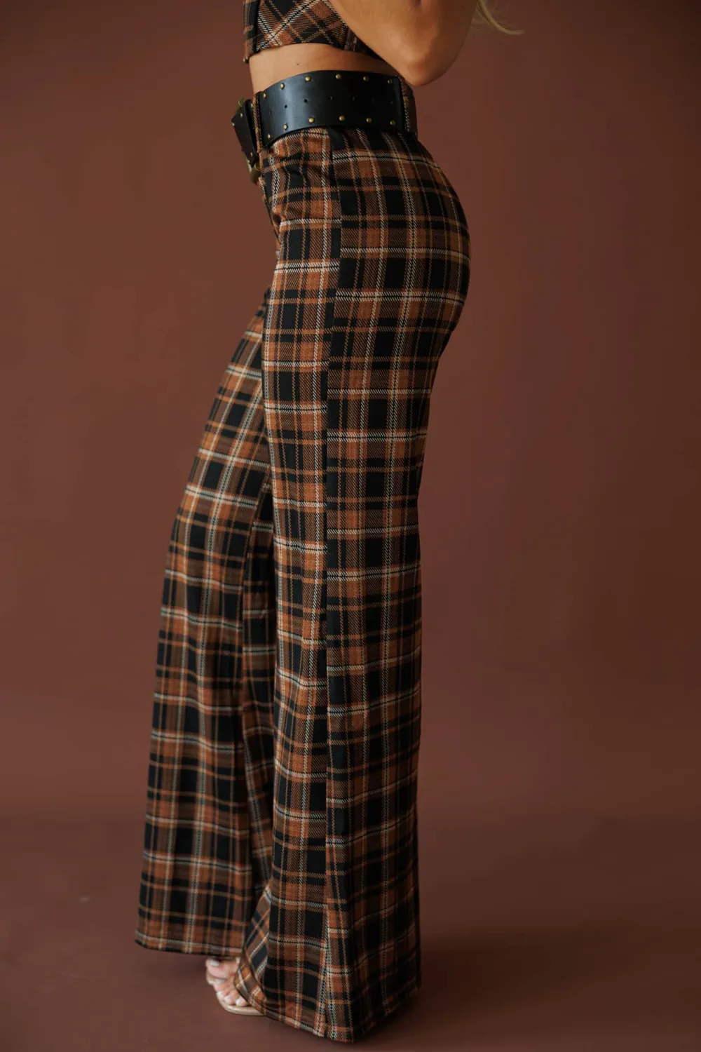 Belted Plaid Pants