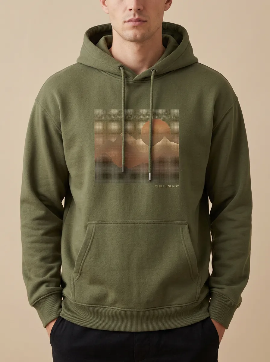 Men's Nature Lover Dotted Mountain Sunset Print Hoodie