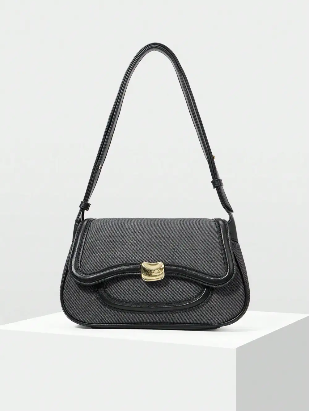 Block Trim Shoulder Bag