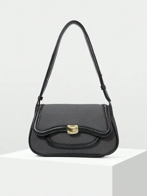 Block Trim Shoulder Bag