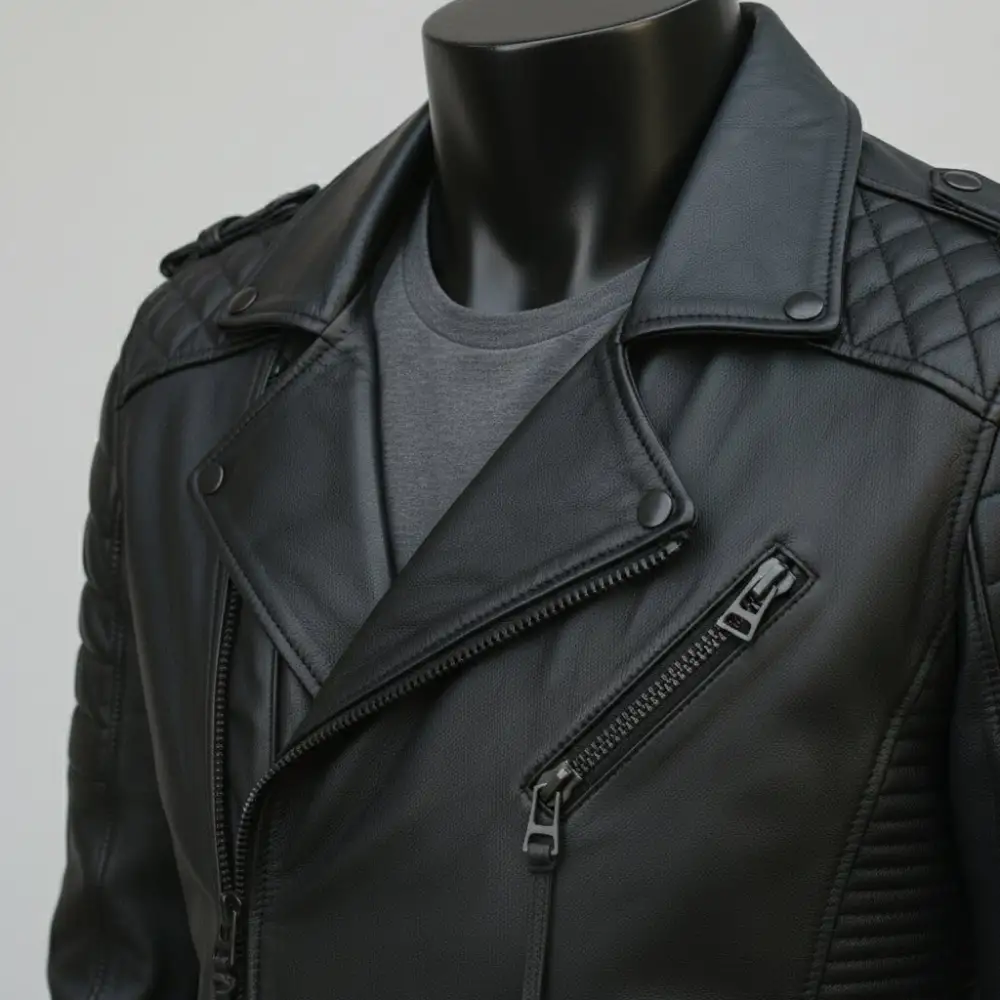 Classic Modern Leather Biker Motorcycle Jacket