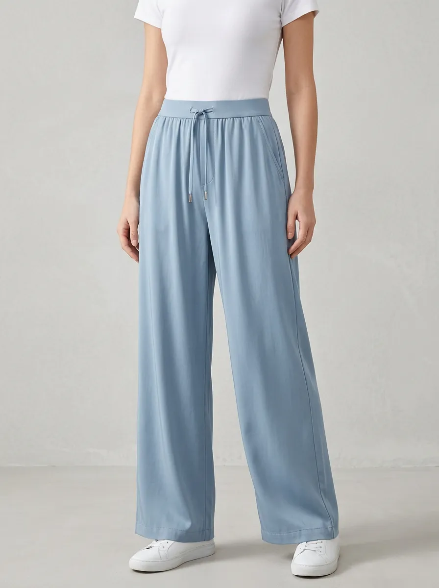 Women's Ice Silk Drawstring Casual Pants