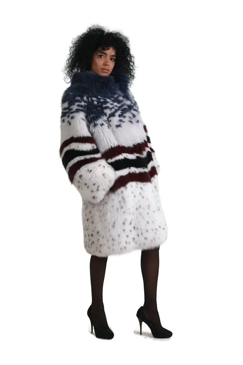 Multicolored Fox Fur coat
