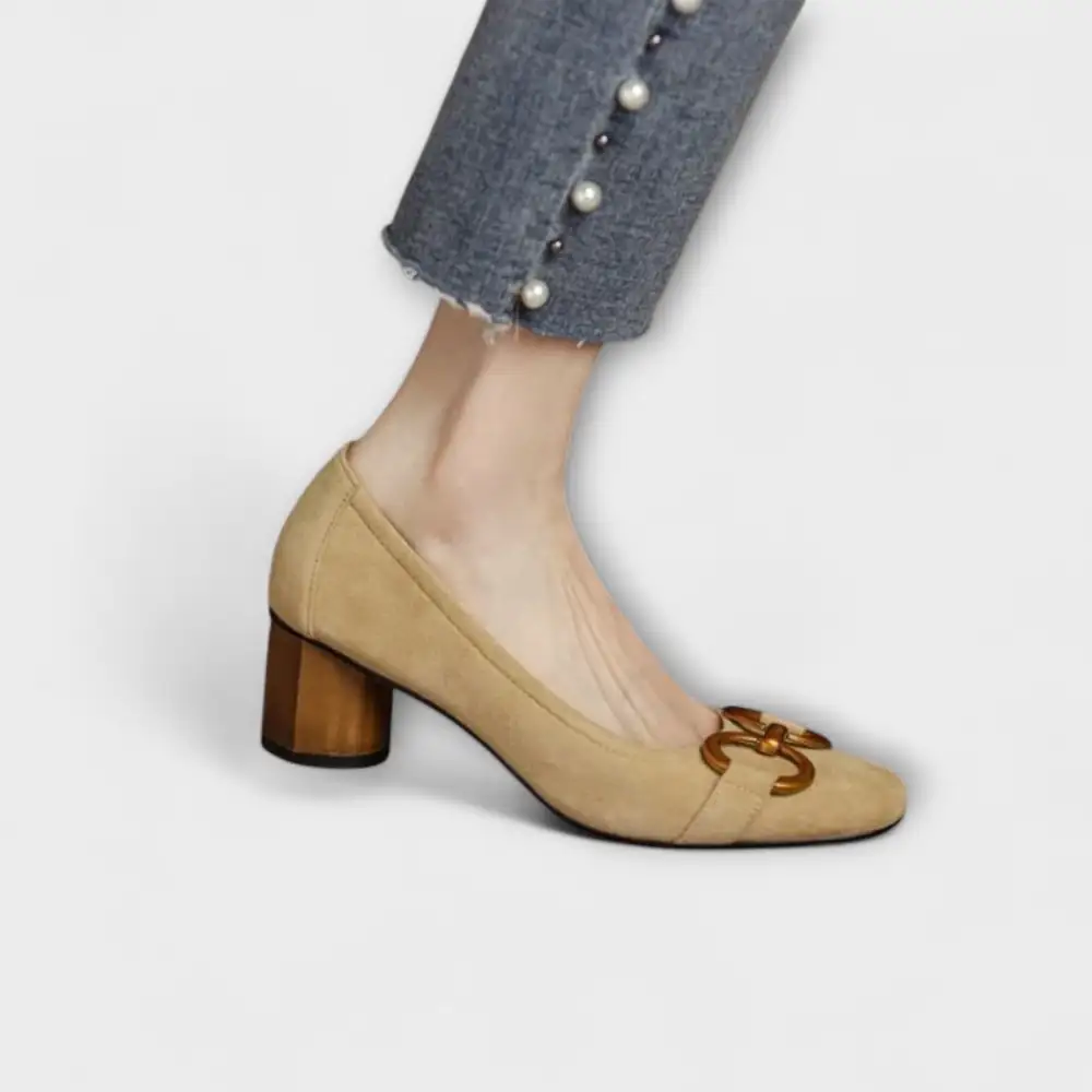 Suede Block Heel Supportive Classic Pumps