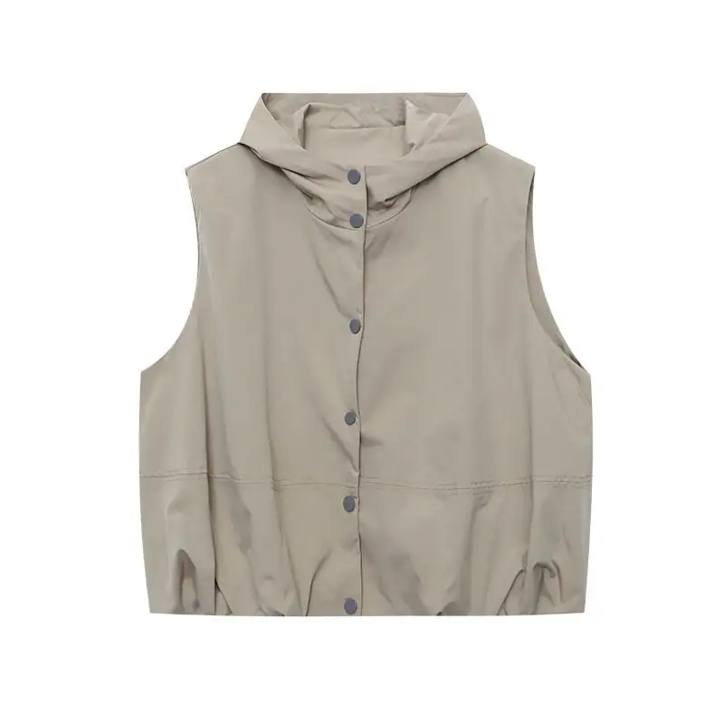Contemporary Loose Hooded Sleeveless Vest