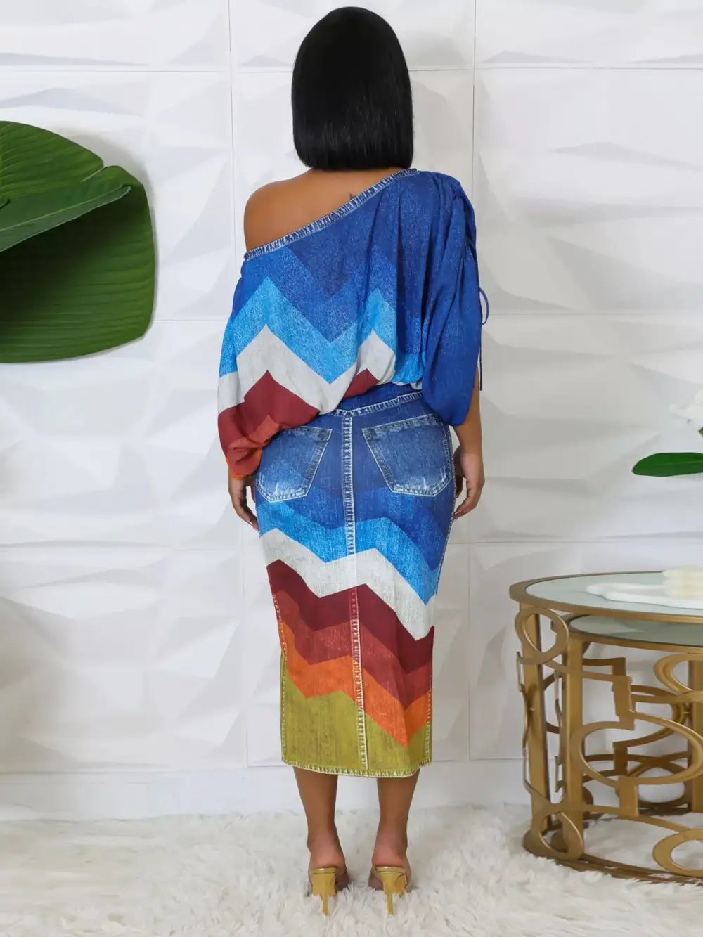 One Shoulder Drawstring Coordinated Set