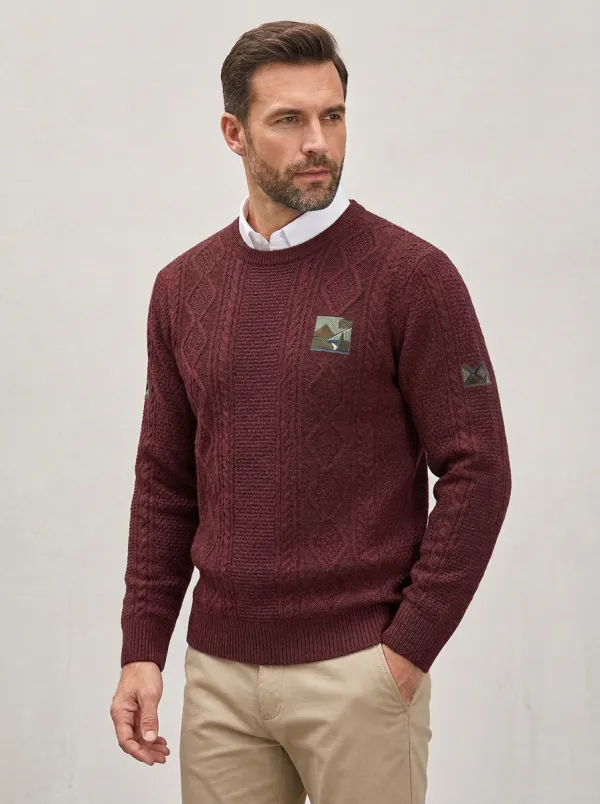 Men's Charcoal Grey Outdoor Mountain Landscape Knit Sweater