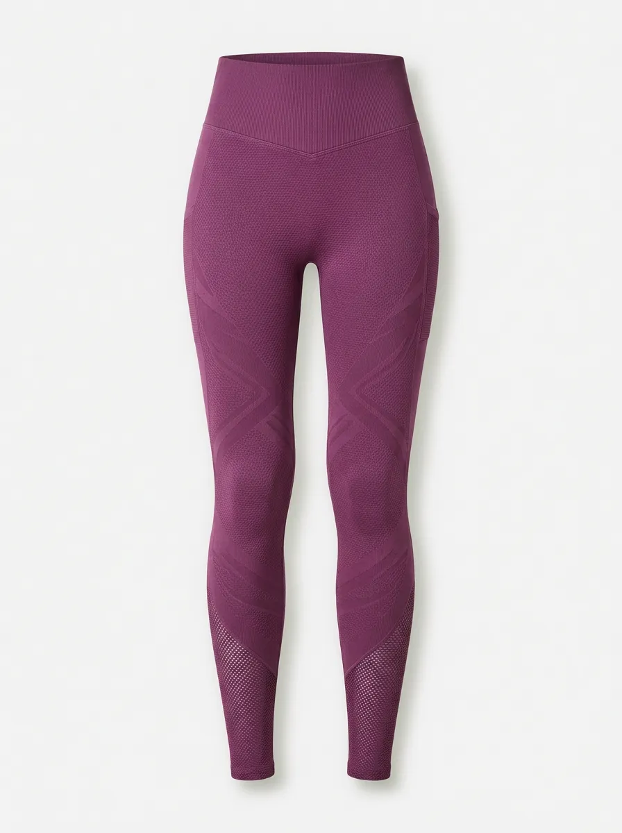 Women's Fitness Workout Purple Seamless Textured Printed Leggings