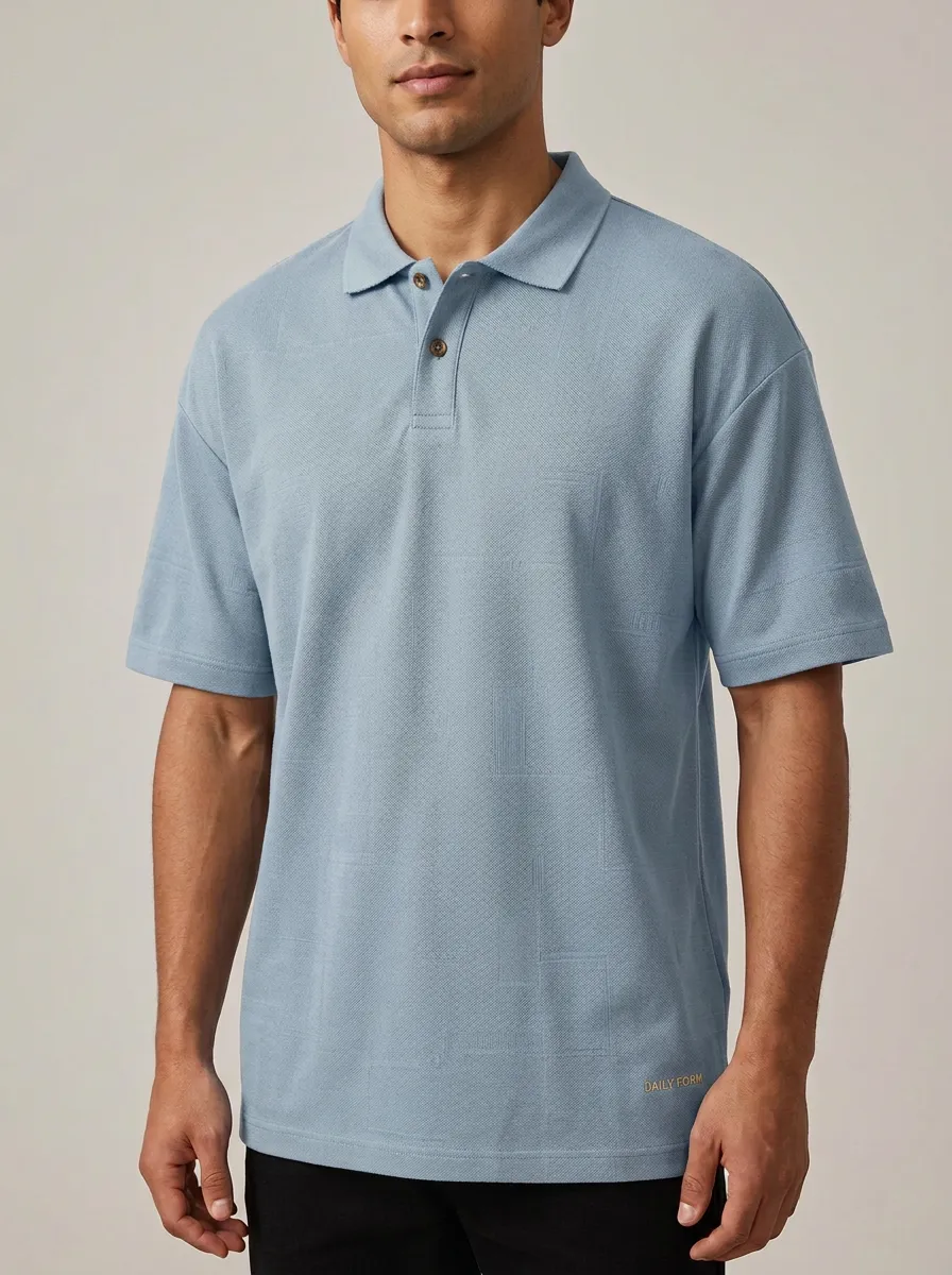 Outdoor-Inspired Geometric Men's Polo Shirt