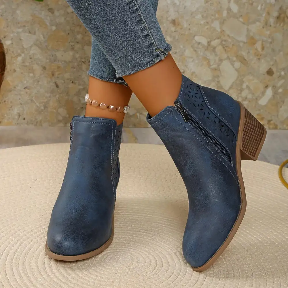 Structured Pointed Toe Block Heel Boots