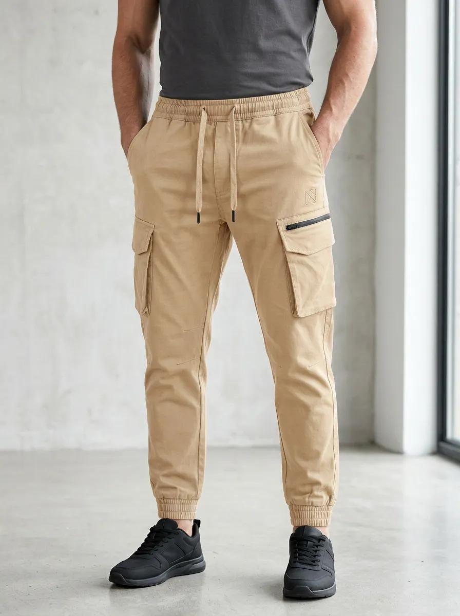 Refined Graphic Print Heritage Look Men's Cargo Jogger Pants