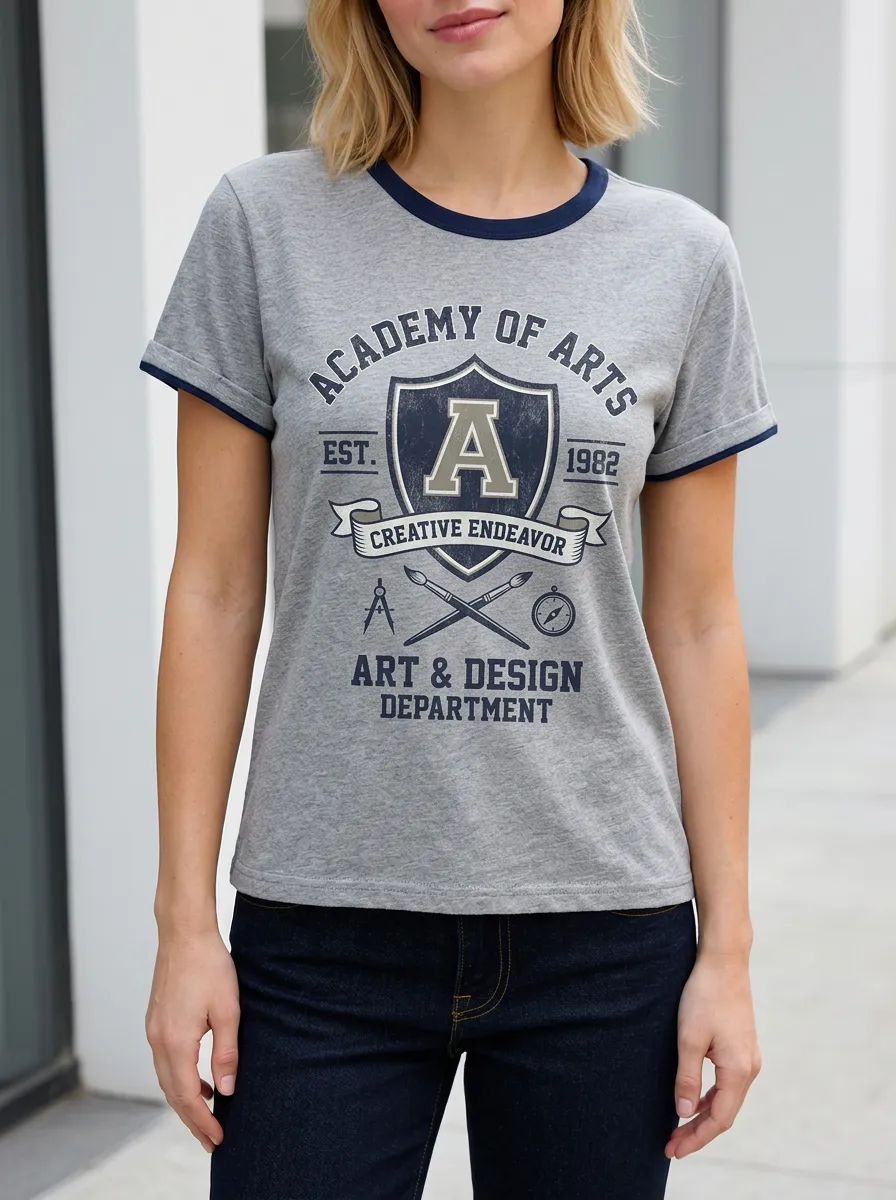Women's Academy of Arts Creative Endeavor Shield Printed T-shirt