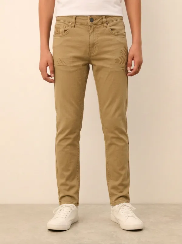 Men's Blue Mountain Graphic Geometric Stretch Jeans