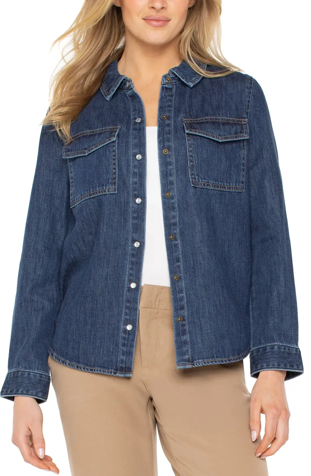Button Front Cropped Shirt