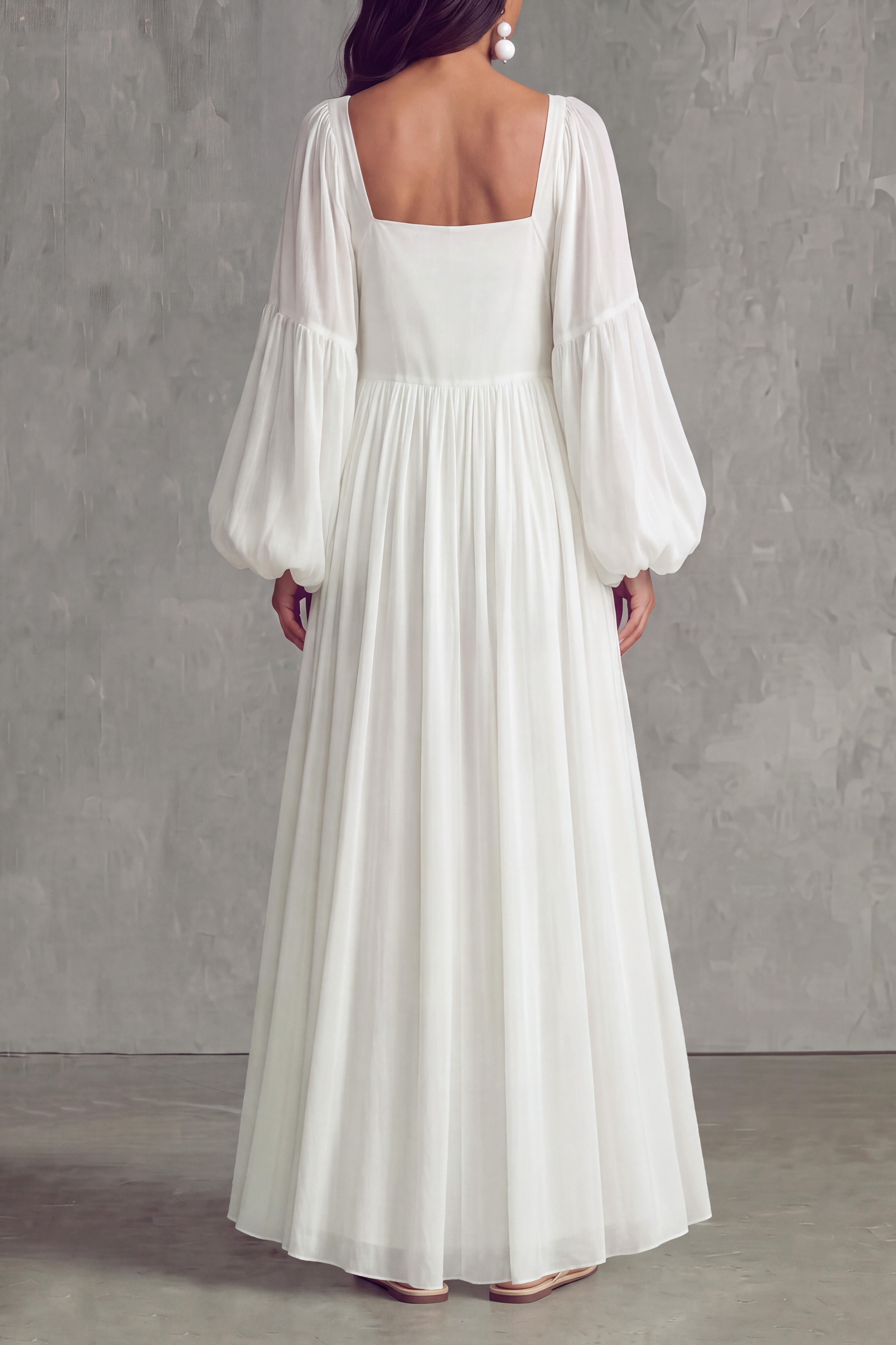 Square Neck Ruffle Maxi Dress