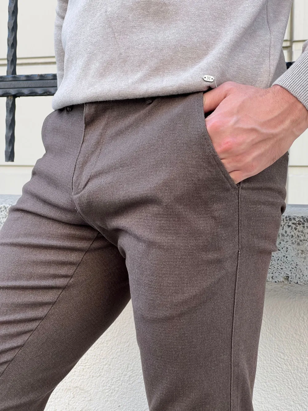 Contemporary Side Pocket Slim Fit Tailored Trousers