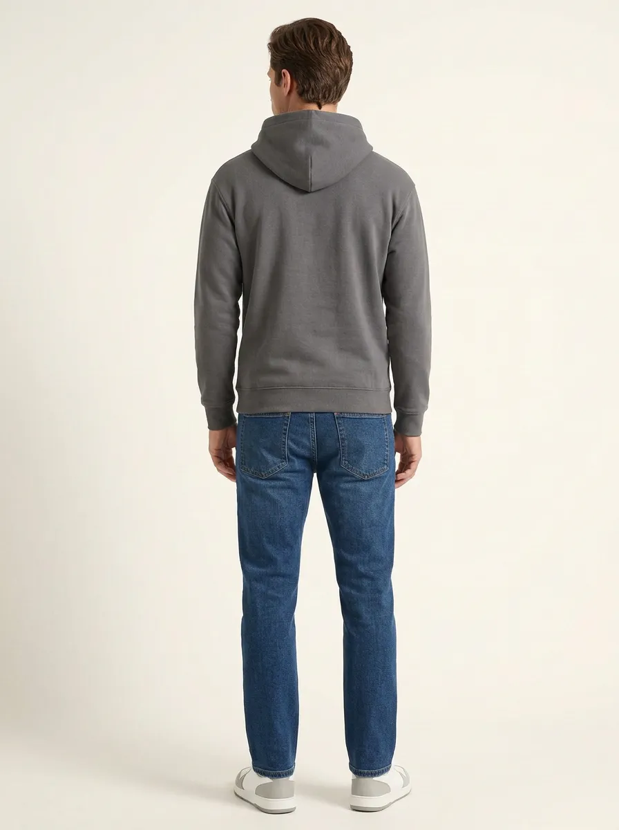Men's Mountain-Forest Crossover-Neck Pullover Hoodie & Jeans Set