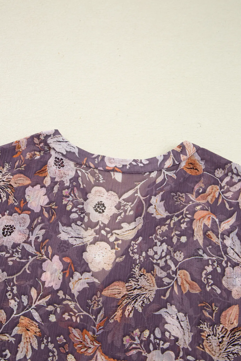Blue Boho Flower Print Three Blouse