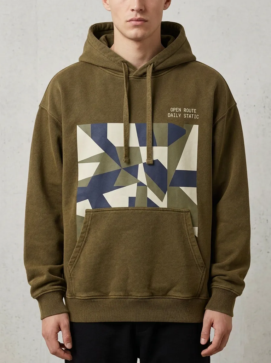 Relaxed Geometric Men's Graphic Hoodie