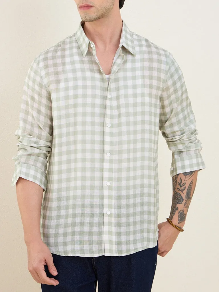 Checked Slim Fit Button Down Men's Formal Shirt