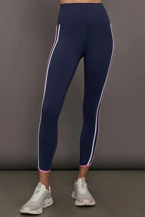 Navy Colorblock Stripe Leggings