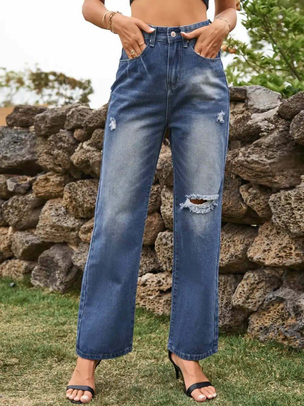 Clean Cut Drawstring Denim Jeans