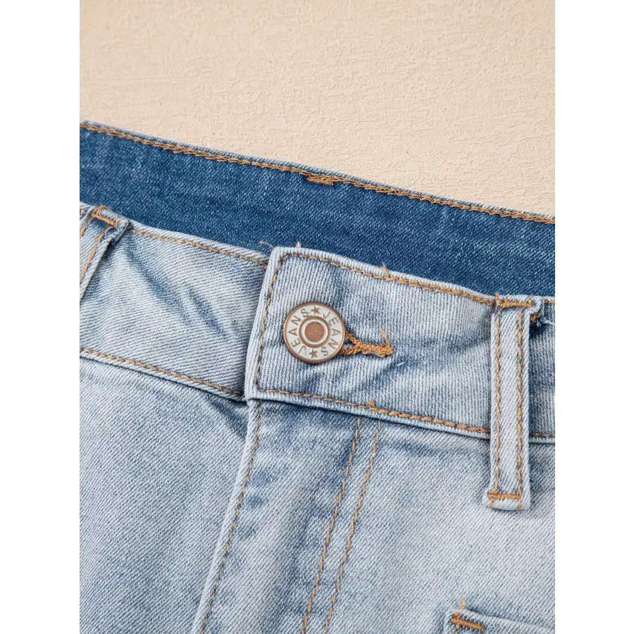 Wash High Rise Denim Shorts