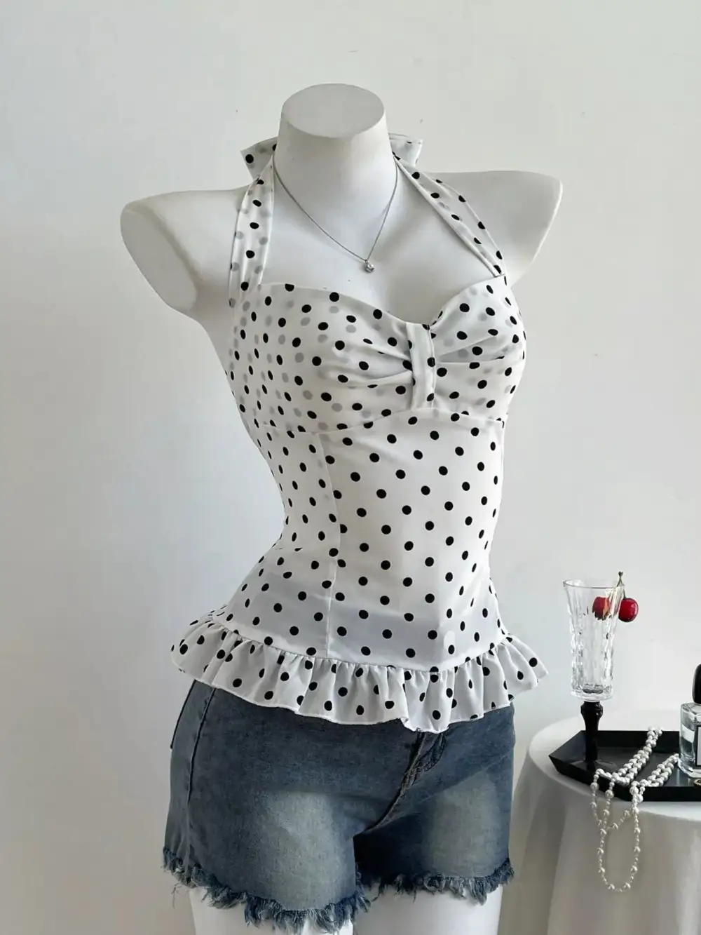 Dot Halter Neck Cami