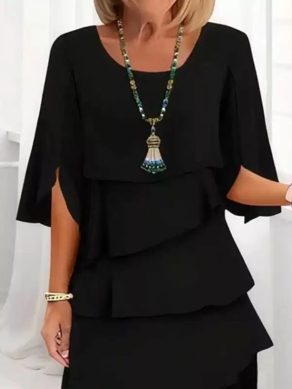 Finish Ruffle Flutter Sleeve Dress