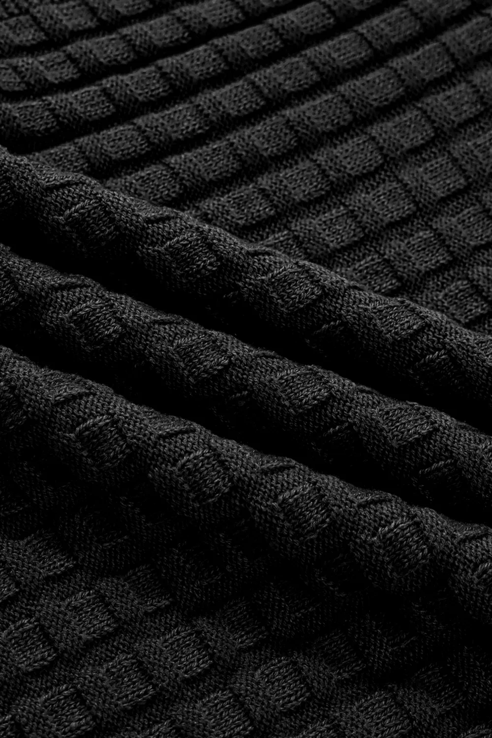 Black Round Neck Textured Short Sleeve Top