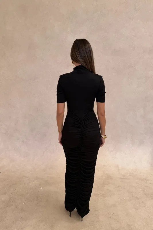 Black Draped Maxi Dress
