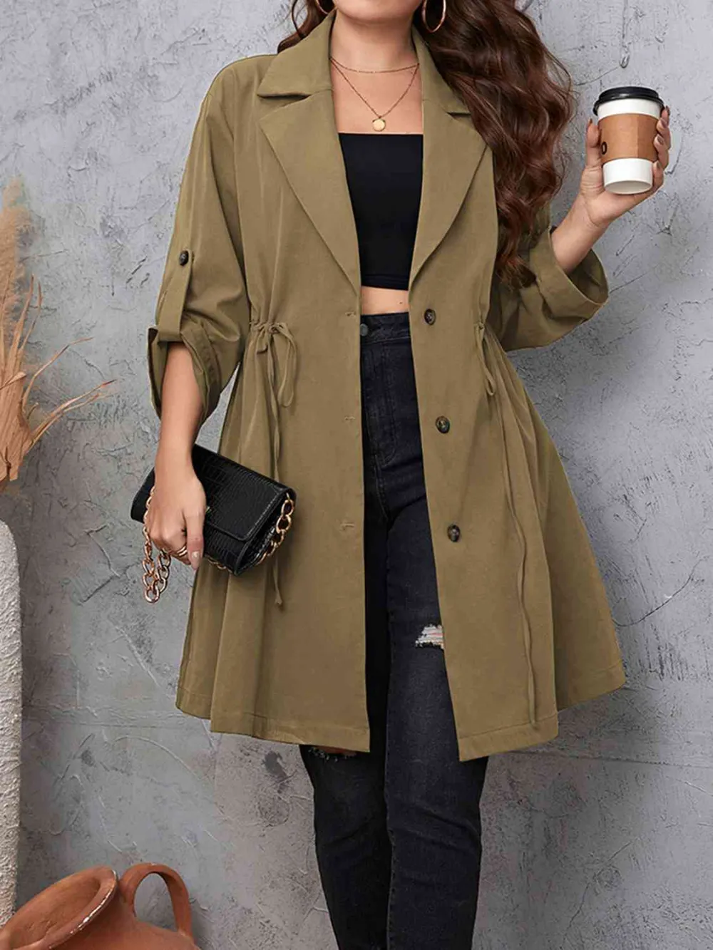 Nina'S Plus Size Lapel Collar