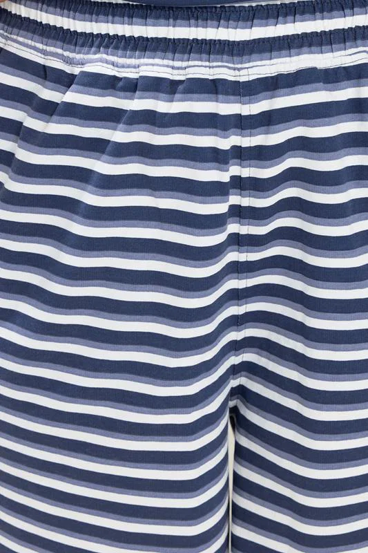 Blue Stripe T-Shirt & Shorts Co-ord detail 3