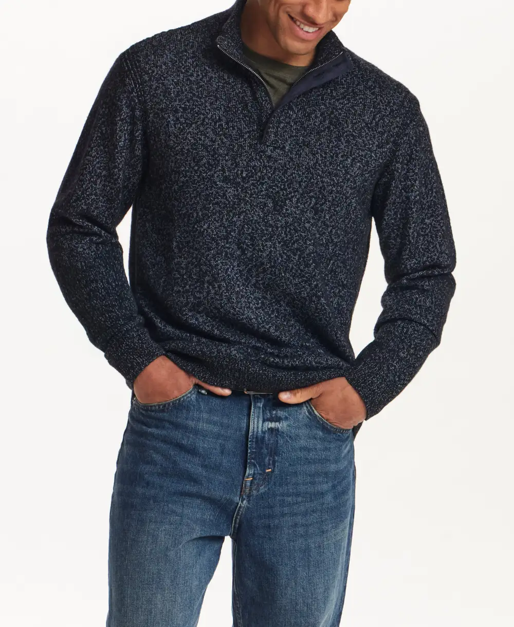 Men's Everyday Regular Fit Textured Quarter Zip Sweater