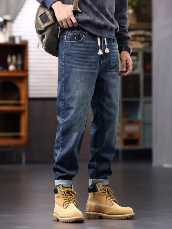 Men’s Plus Size Drawstring Relaxed Jeans