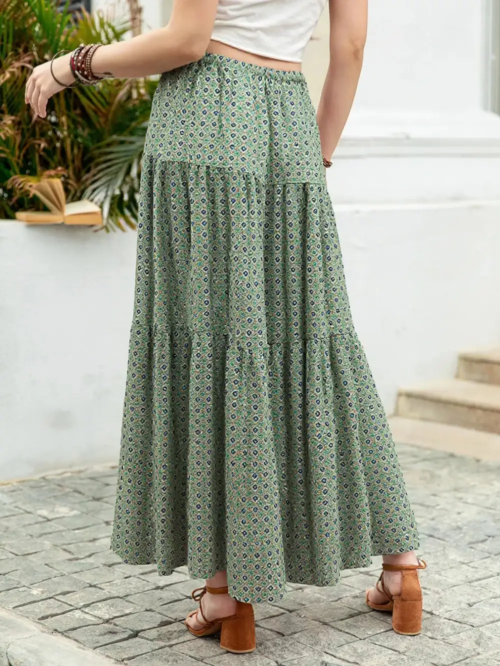 Subtle Printed Drawstring Skirt