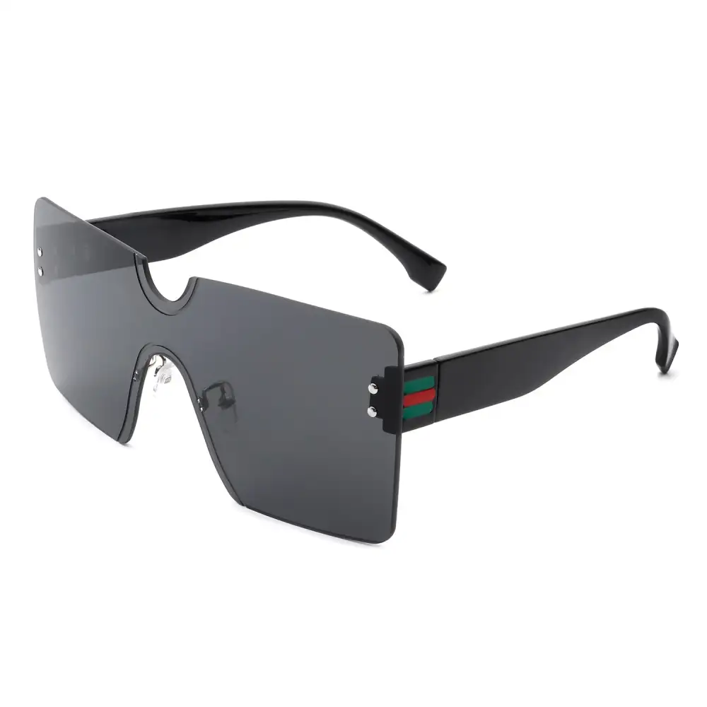 Woven Square Rimless Frame Sunglasses