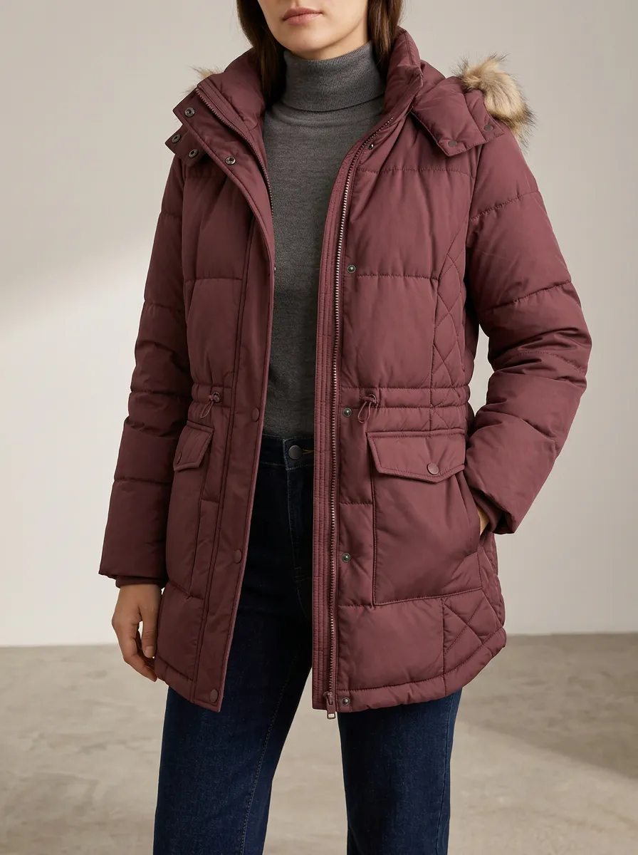 Women's Weekend Burgundy Puffer Jacket