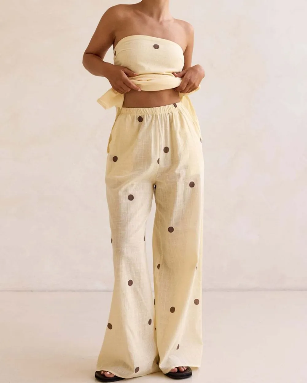 Strapless Polka Dot Top and Pants Set