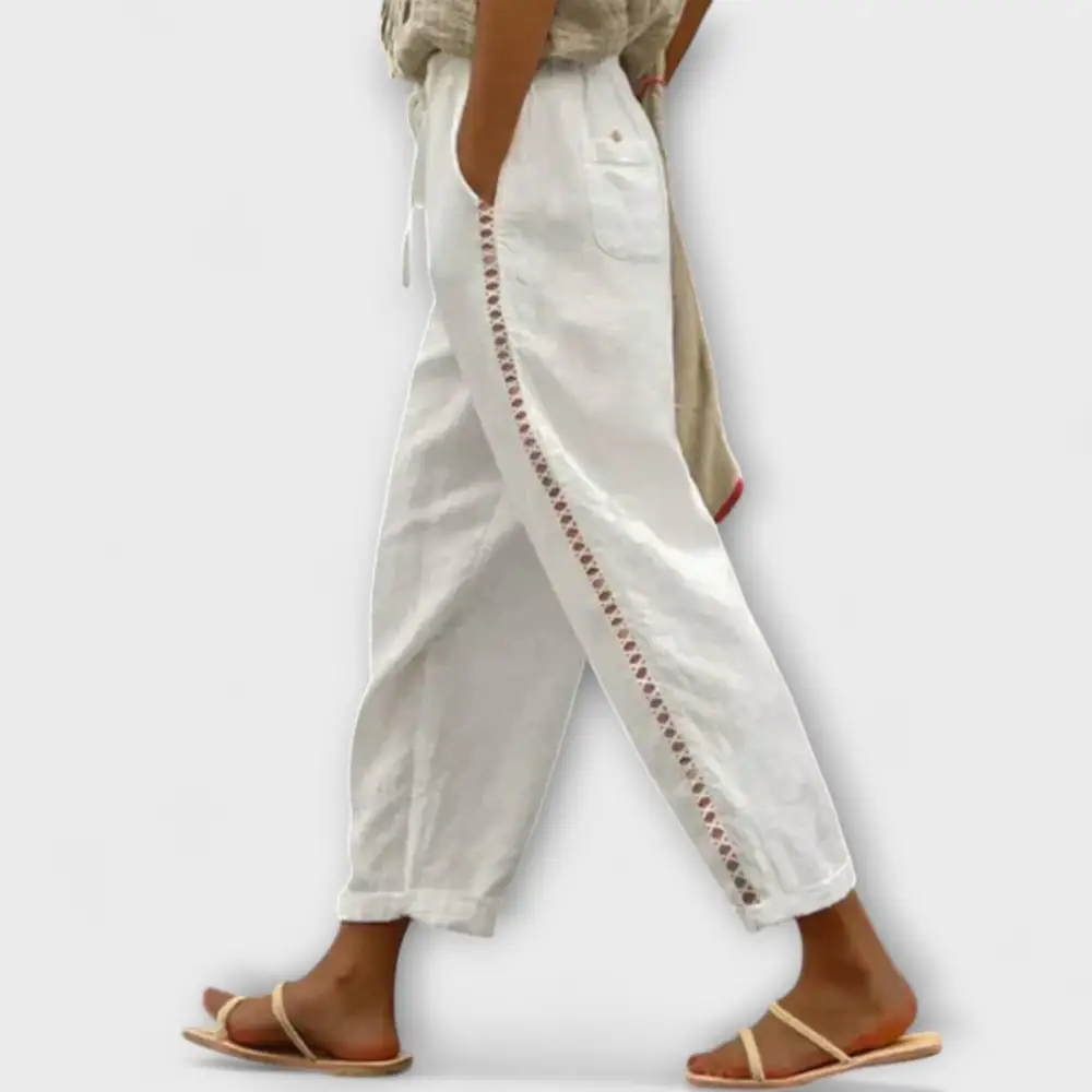 Linen Boho High Waist Trousers