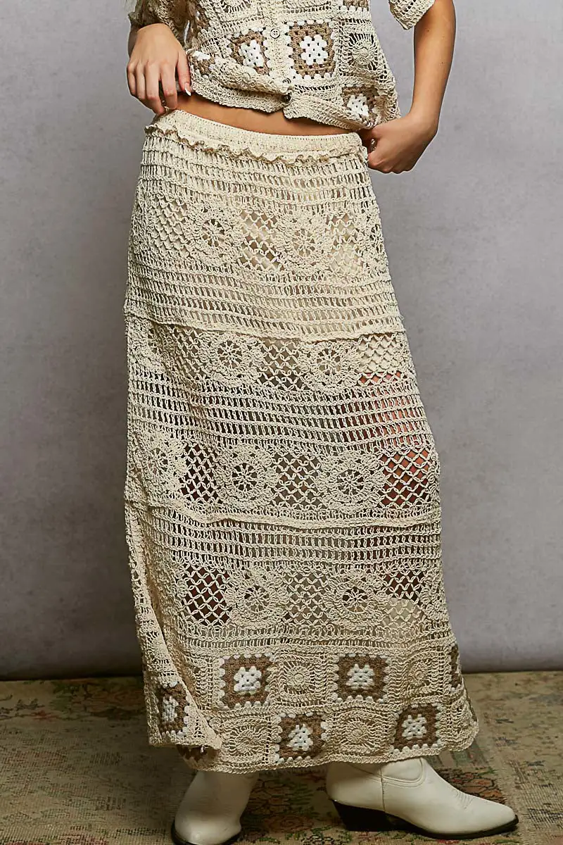 Softened Ruffle Trim Cotton Blend Detail Skirt